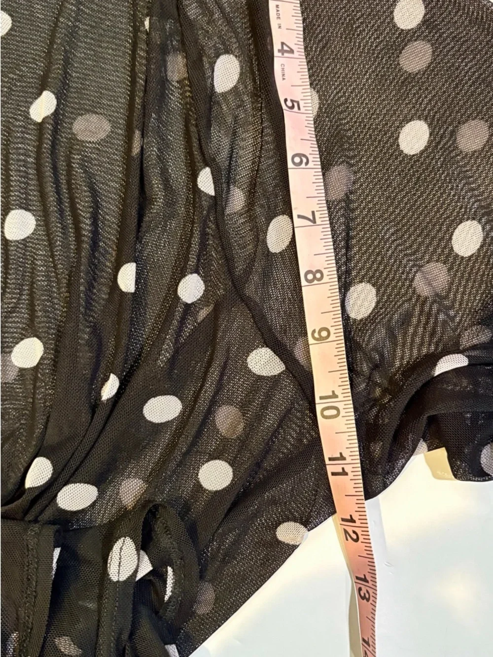 Nel + Lo Black & Pink Polka Dot Sheer Swim Coverup Layering Piece.